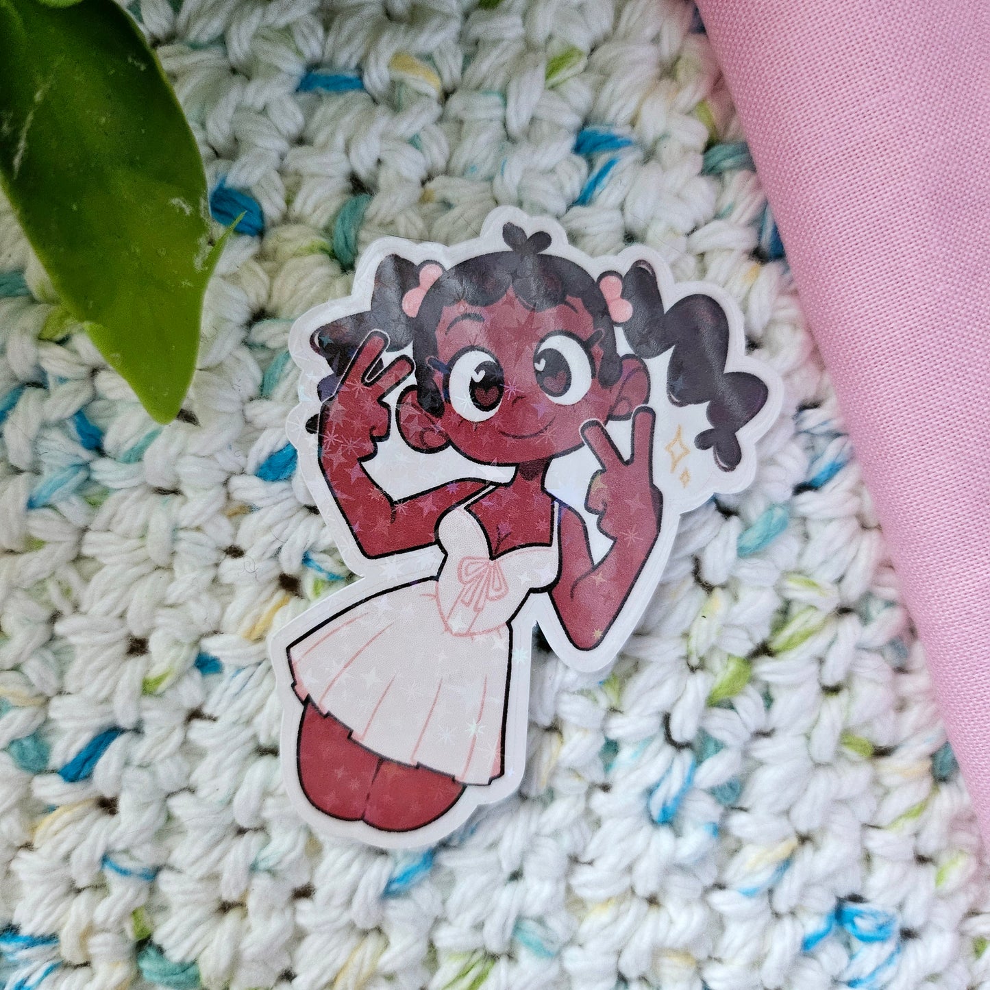 Pigtail Braids Holo Sticker